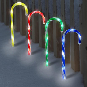 SA Products 4 Pack Battery Operated Christmas Candy Cane Pathway Lights - Waterproof Lights for Indoor Outdoor