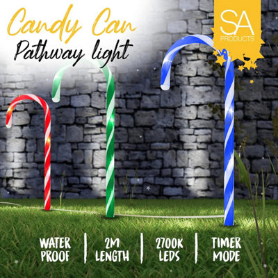 SA Products 4 Pack Battery Operated Christmas Candy Cane Pathway Lights - Waterproof Lights for Indoor Outdoor - 5