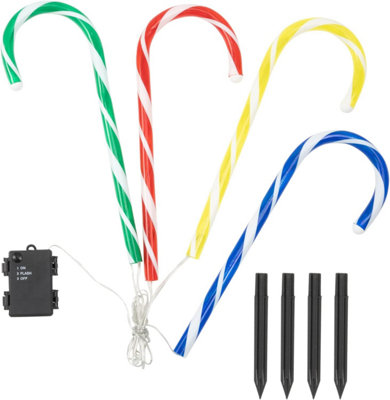 SA Products 4 Pack Battery Operated Christmas Candy Cane Pathway Lights - Waterproof Lights for Indoor Outdoor - 6