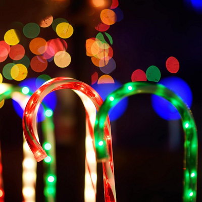 SA Products 4 Pack Battery Operated Christmas Candy Cane Pathway Lights - Waterproof Lights for Indoor Outdoor - 7