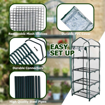 SA Products 4-Tier Small Shelves Mini Greenhouse - Garden Equipment for Indoor & Outdoor Use - 3