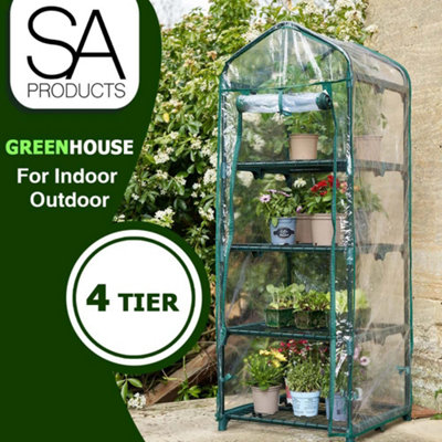 SA Products 4-Tier Small Shelves Mini Greenhouse - Garden Equipment for Indoor & Outdoor Use - 4
