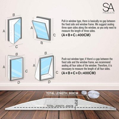 SA Products 4M AC Window Seal - Universal Window Insulation Kit for Air Conditioning Unit & Portable Tumble Dryer - 6