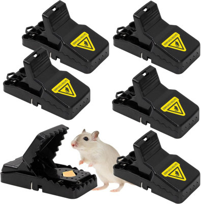 4 Pack Mouse Snap Traps Mice Trap House Indoor Outdoor Quick Mousetrap Catcher, Size: Small, Black