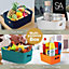 SA Products 7 Pack Plastic Storage Boxes - Colourful Storage Baskets with Handles - Stackable Cupboard Organiser