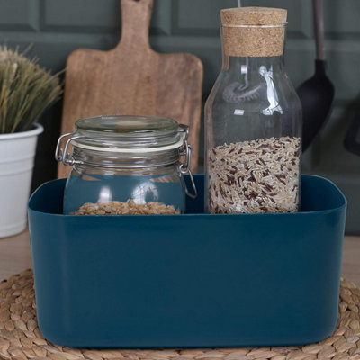 SA Products 7 Pack Plastic Storage Boxes - Colourful Storage Baskets with Handles - Stackable Cupboard Organiser - 9