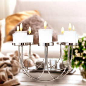 SA Products 8 Head Tea Light Candle Holder for Decorations - Ultimate Table Centrepiece - 30 x 15 cm Glass Candle Holder