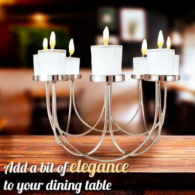 SA Products 8 Head Tea Light Candle Holder for Decorations - Ultimate Table Centrepiece - 30 x 15 cm Glass Candle Holder