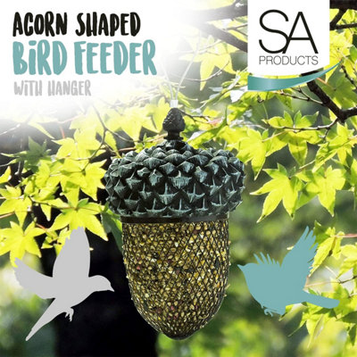 SA Products Acorn Bird Feeder - Outdoor Mounted Mixed Nuts Feeding Station for Wild Birds