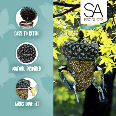 SA Products Acorn Bird Feeder - Outdoor Mounted Mixed Nuts Feeding Station for Wild Birds