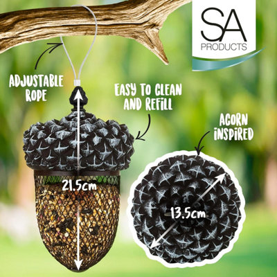 SA Products Acorn Bird Feeder - Outdoor Mounted Mixed Nuts Feeding Station for Wild Birds - 7