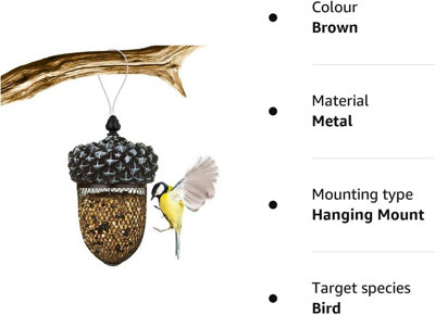 SA Products Acorn Bird Feeder - Outdoor Mounted Mixed Nuts Feeding Station for Wild Birds - 9