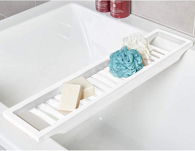 SA Products Bath Caddy Shelf Organizer - 70 x 14.5 x 4.5 cm Natural Bamboo Bathroom Organizer