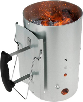 SA Products BBQ Chimney Starter - Aluminium Charcoal Lighter Canister with Heat-Insulated Safety Handle, Vent Holes