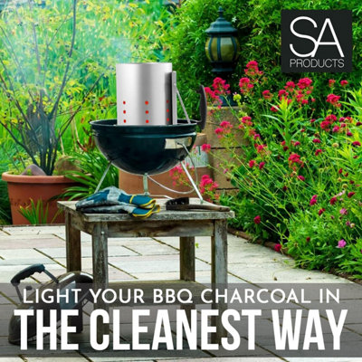 SA Products BBQ Chimney Starter - Aluminium Charcoal Lighter Canister with Heat-Insulated Safety Handle - 5