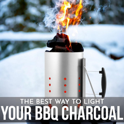 SA Products BBQ Chimney Starter - Aluminium Charcoal Lighter Canister with Heat-Insulated Safety Handle - 6