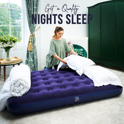 SA Products Blow Up Bed Double Airbed Waterproof Inflatable Bed Double Air Bed Inflatable Mattress