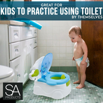 SA Products Blue Kids Potty Training Toilet Seat with Splash Guard - Lightweight Portable Potty Great for Travel - 3