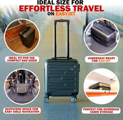 4Wheel Hard Shell Suitcase Trolley Luggage EasyJet Under Seat Cabin Bag  45x36x20