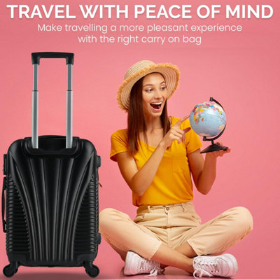 SA Products Cabin Suitcase - Hardshell Airline-Approved Luggage Bag for Travel - 50.5x23x37cm - Black - 3