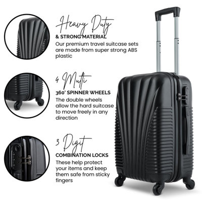 SA Products Cabin Suitcase - Hardshell Airline-Approved Luggage Bag for Travel - 50.5x23x37cm - Black - 4
