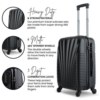 SA Products Cabin Suitcase - Hardshell Airline-Approved Luggage Bag for Travel - 50.5x23x37cm - Black