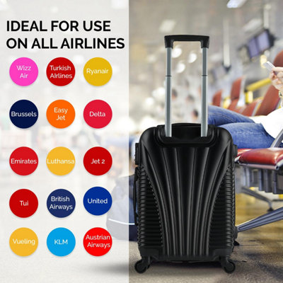 SA Products Cabin Suitcase - Hardshell Airline-Approved Luggage Bag for Travel - 50.5x23x37cm - Black - 5