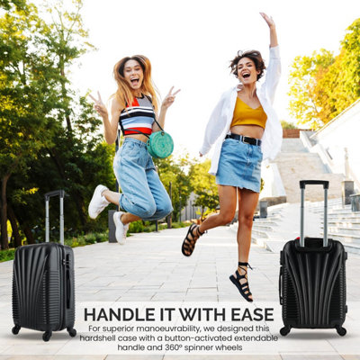 SA Products Cabin Suitcase - Hardshell Airline-Approved Luggage Bag for Travel - 50.5x23x37cm - Black - 6