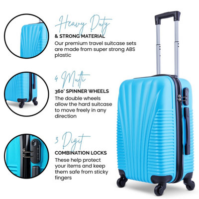 SA Products Cabin Suitcase - Hardshell Airline-Approved Luggage Bag for Travel - 50.5x23x37cm - Blue