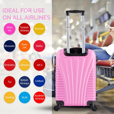 SA Products Cabin Suitcase Hardshell Airline Approved Luggage Bag for Travel 50.5x23x37cm Pink