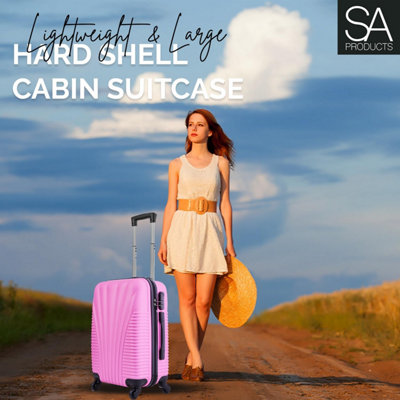 SA Products Cabin Suitcase Hardshell Airline Approved Luggage Bag for Travel 50.5x23x37cm Pink