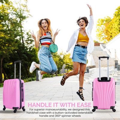 Pink hard suitcases with wheels online