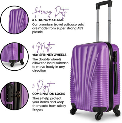 SA Products Cabin Suitcase - Hardshell Airline-Approved Luggage Bag for Travel - 50.5x23x37cm - Purple