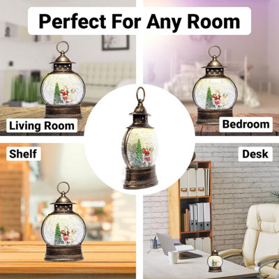 SA Products Christmas Snow Globe Lantern - Musical Christmas Scene Globe with Glitter Santa Claus Reindeer Xmas Tree & LED Light