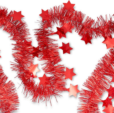 SA Products Christmas Tree Decorations - Set of 42 Red Star & Ball Decorative Holiday Accessories & Ornaments - 7