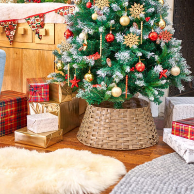 SA Products Christmas Tree Skirt Round Rattan Cover for Xmas