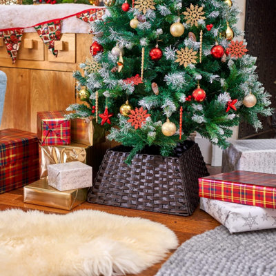 SA Products Christmas Tree Skirt - Square Plastic Collar Tree Stand Cover - Foldable&Easy To Store - 48x48x25cm - Dark Brown Price Comparisons | Compare The Build