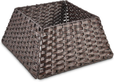 SA Products Christmas Tree Skirt - Square Plastic Collar Tree Stand Cover - Foldable&Easy To Store - 48x48x25cm - Dark Brown