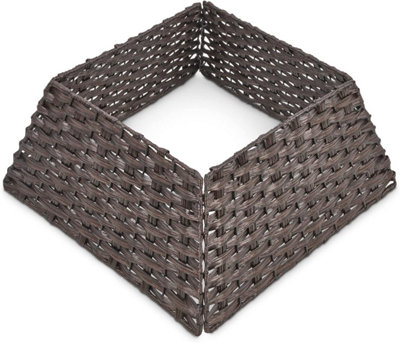 SA Products Christmas Tree Skirt - Square Plastic Collar Tree Stand Cover - Foldable&Easy To Store - 48x48x25cm - Dark Brown - 6