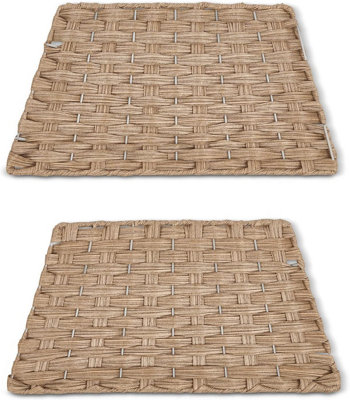 SA Products Christmas Tree Skirt - Square Plastic Rattan Tree Stand Cover - Foldable & Easy To Store - 48x48x25cm - Light Brown - 5