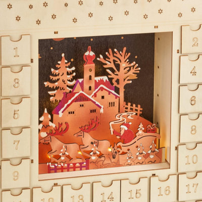 SA Products Christmas Village LED Reusable Wooden Advent