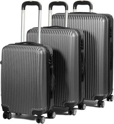 SA Products Dark Grey 3pc Hard Shell Suitcase Set - Lightweight Large Suitcase Set