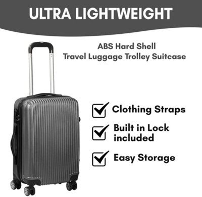 SA Products Dark Grey 3pc Hard Shell Suitcase Set - Lightweight Large Suitcase Set
