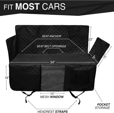 SA Products Dog Car Seat Cover for Back Seat - Travel Hammock with 4 Layer Protection - Waterproof - Mesh Window and Side Flaps
