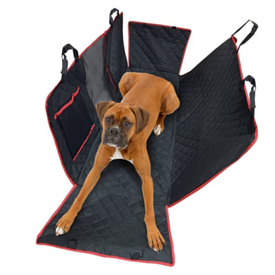 SA Products Dog Car Seat Cover for Back Seat Travel Hammock with 4 Layer Protection Waterproof Mesh Window and Side Flaps