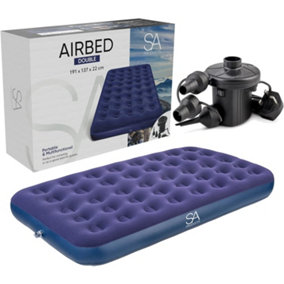 SA Products  Double Airbed with Electric Air Pump - Waterproof Inflatable Mattress - Quick Inflatable Bed Air Mattress