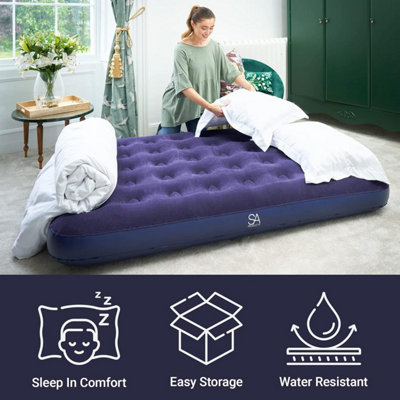 SA Products  Double Airbed with Electric Air Pump - Waterproof Inflatable Mattress - Quick Inflatable Bed Air Mattress