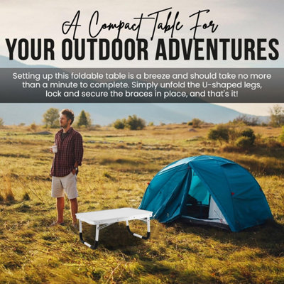 SA Products Folding Camping Table - 2ft Lightweight & Strong Aluminium Frame - 5