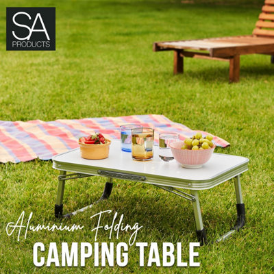 SA Products Folding Camping Table - 2ft Lightweight & Strong Aluminium Frame - 6