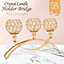 SA Products Gold Crystal Candle Holder Bridge - Glass Ornaments for Tea Light, Taper Candles
